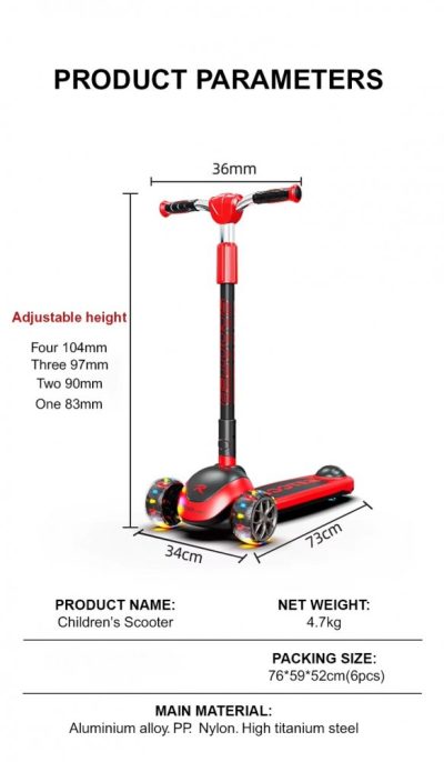 Trotineta pentru copii Nichiduta ScootRide Pink cu 3 roti, ghidon reglabil si roti luminoase, inaltime reglabila, dimensiune 73 x 34  x 36 cm