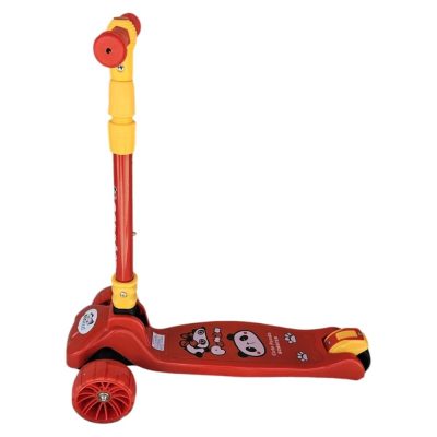 Trotineta pentru copii Novokids Mini Scooter 8020 Rosu cu roti luminoase din silicon, melodii si lumini, 3 roti, pliabila, maner reglabil pe inaltime, greutate suportata 50 kg