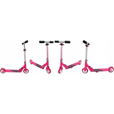 Trotineta pliabila R-Sport H6 roz cu roti din cauciuc, frana de picior, ghidon reglabil, greutate admisa 100 kg