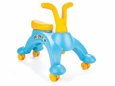 Vehicul ride on fara pedale pentru copii Pilsan Crazy Car Blue din plastic durabil,piese demontabile,roti pivotante din plastic rezistent,de la 3 ani,greutate admisa 50kg