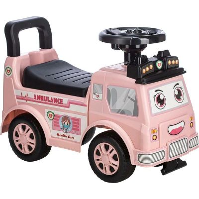 Vehicul ride-on, Free2Move, Ambulanta, Cu lumini si sunete, Cu spatiu de depozitare, 19-36 luni, Roz